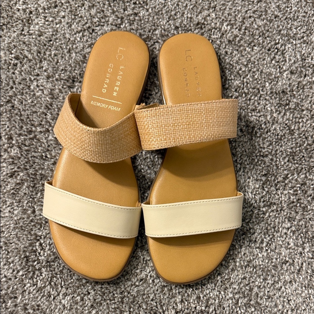 LC Lauren Conrad Women's Sandals in Tan and Cream